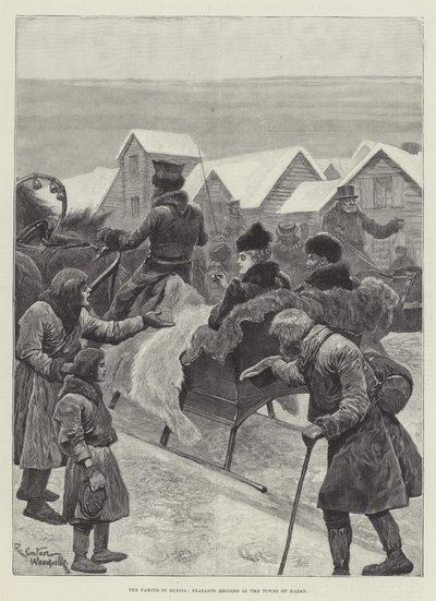 The Famine in Russia, Peasants begging in the Towns of Kazan by Richard Caton Woodville junior