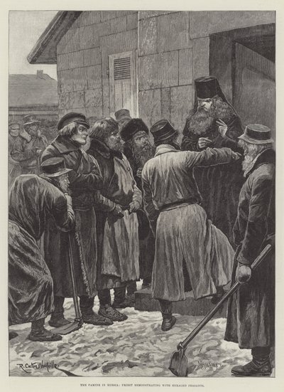 The Famine in Russia, Priest Remonstrating with Enraged Peasants by Richard Caton Woodville junior