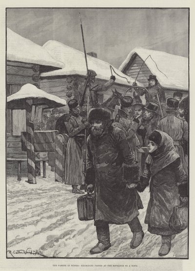 The Famine in Russia, Examining Passes at the Entrance to a Town by Richard Caton Woodville junior