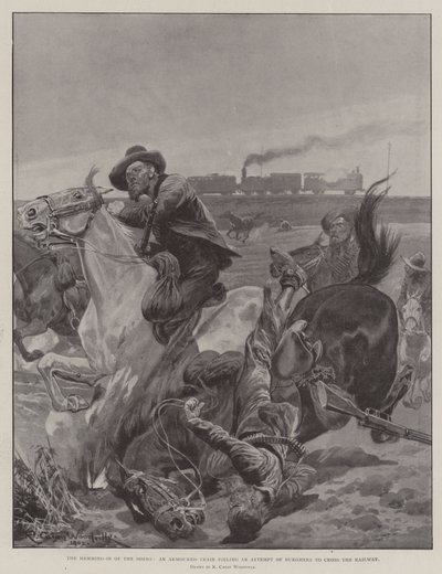 The Hemming-In of the Boers, an Armoured Train foiling an Attempt of Burghers to cross the Railway by Richard Caton Woodville junior