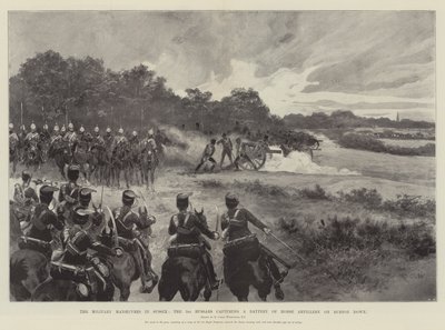 The Military Manoeuvres in Sussex, the 3rd Hussars capturing a Battery of Horse Artillery on Burton Down by Richard Caton Woodville junior