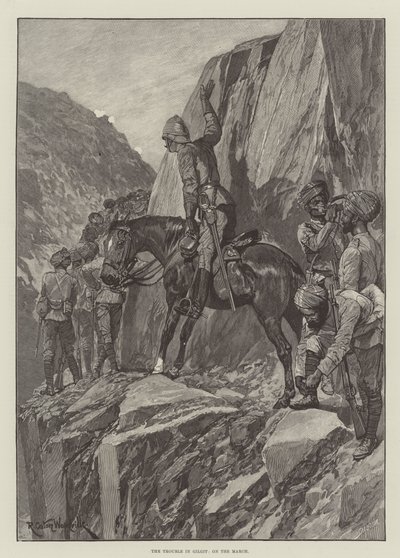 The Trouble in Gilgit, on the March by Richard Caton Woodville junior