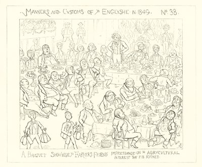A banquet showing the farmers friend impressing on the agricultural interest that it is ruined (1849) by Richard Doyle