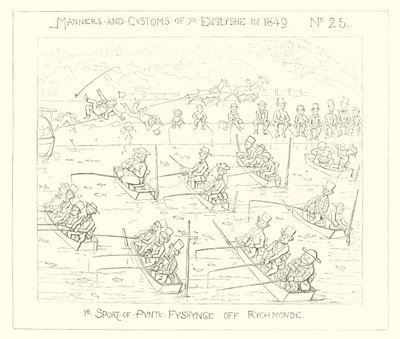 The sport of punt fishing off Richmond (1849) by Richard Doyle
