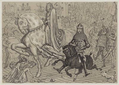 Edward the Black Prince, with his prisoner King John of France, entering London by Richard Doyle