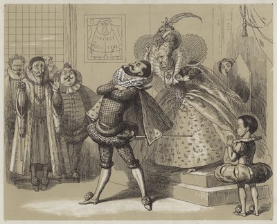 Striking Scene between Queen Elizabeth and her favourite Essex by Richard Doyle