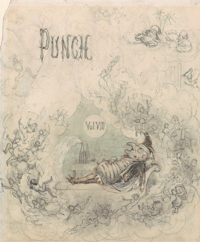 Title page for Punch, vol. VIII by Richard Doyle