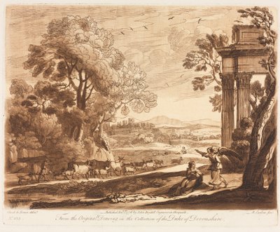 A Landscape, with Cattle, and the Angel Comforting Hagar by Richard Earlom