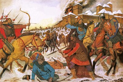 Citizens of the city of Kiev defending themselves against nomadic warriors from the East by Richard Hook