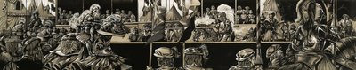 Panoramic view of a jousting tournament by Richard Hook