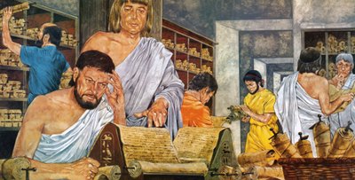 Scholars at work in the famed library of Alexandria by Richard Hook