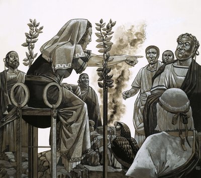 Unidentified Woman Points at a Man from Her Chair by Richard Hook