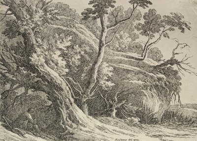 Specimens of Polyautography: Man Seated under an Oak by Richard II Cooper
