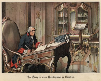 King Frederick the Great of Prussia in His Study at Sanssouci by Richard Knoetel