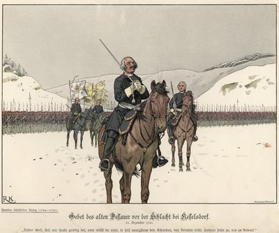 Prayer of Prince Leopold of Anhalt-Dessau before the Battle of Kesselsdorf by Richard Knoetel