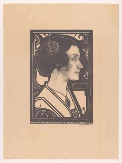 Portrait of an Unknown Woman (Sketch Design for Portrait in Stained Glass) by Richard Nicolaüs Roland Holst (signed by artist)