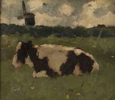 Resting Cow with a Mill by Richard Nicolaüs Roland Holst