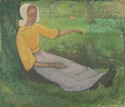 Woman of Huizen Sitting Under a Tree by Richard Nicolaüs Roland Holst