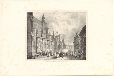 View of the Church of Saint-Gervais-et-Saint-Protais in Gisors, from the series "Picturesque and Romantic Journeys in Old France" by Richard Parkes Bonington
