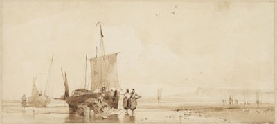 Fishing Boats on the Sands on the Normandy Coast by Richard Parkes Bonington