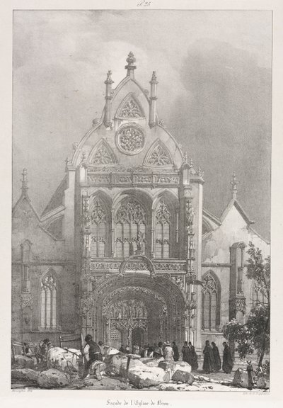 Picturesque and Romantic Trips in Old France, Franche-Comté: Front of the Church at Brou, 1825 by Richard Parkes Bonington
