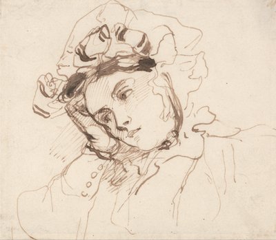Study of a Woman with Her Head on Her Hand by Richard Parkes Bonington