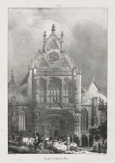 Picturesque and Romantic Journeys in Old France, Franche-Comté: Facade of the Church of Brou by Richard Parkes Bonington