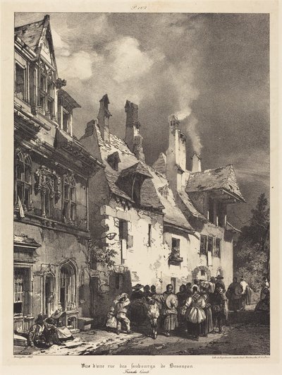 View of a Street in the Outskirts of Besançon by Richard Parkes Bonington