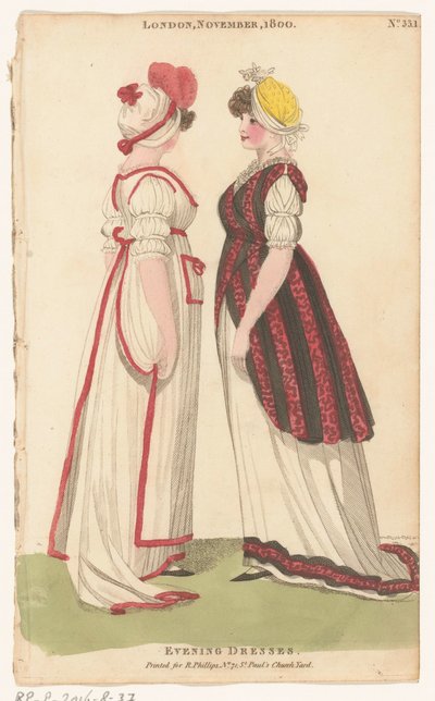Magazine of Female Fashions of London and Paris, London, November, 1800, No. 33.1: Evening Dresses by Richard Phillips