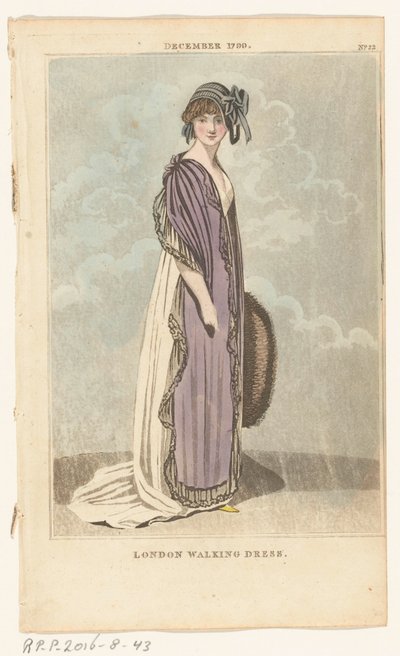 Magazine of Female Fashions of London and Paris, No.22, December 1799. London Walking Dress by Richard Phillips