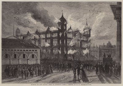 Burning of the Sailors Home at Liverpool by Richard Principal Leitch