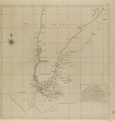 A Chart of the Southern Part of South America with the Track of the Centurion by Richard William Seale