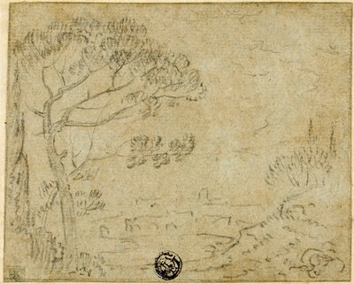 Italian Landscape with Umbrella Pine in Foreground by Richard Wilson