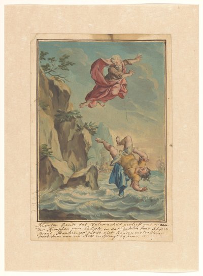 Mentor Throws Telemachus from a Rock and Jumps After Him (Telemachus Series) by Rienk Keyert