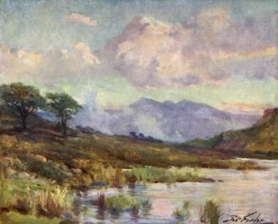 Snowdon from Capel Curig Lake, Summer Evening by Robert (after) Fowler