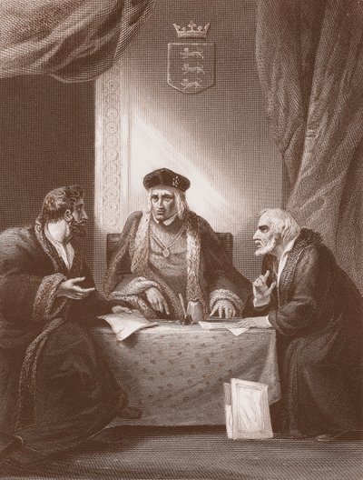 Henry VII with Empson and Dudley, Engraved by A.H. Payne by Robert (after) Smirke