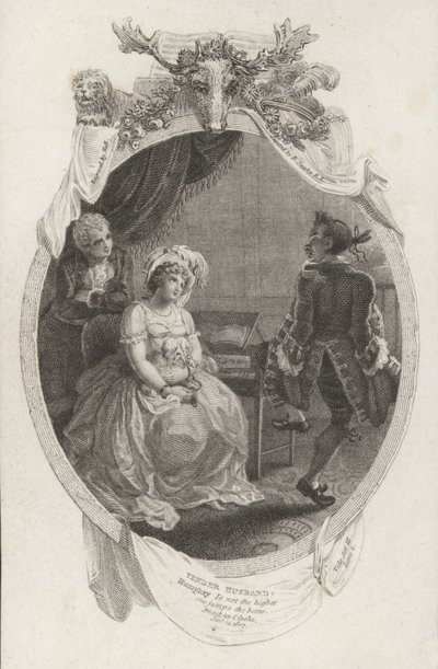 Scene from The Tender Husband by Richard Steele (engraving) by Robert (after) Smirke