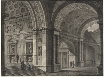 Architectural Fantasy of the Interior of an Ancient Building with Partially Ruined Vaults by Robert Adam