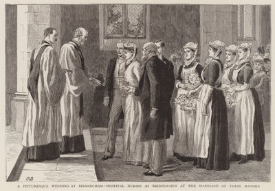 A Picturesque Wedding at Birmingham, Hospital Nurses as Bridesmaids at the Marriage of their Matron by Robert Barnes