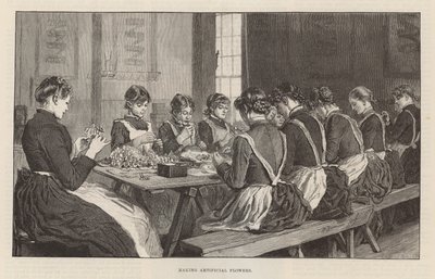 The London Flower Mission, Clerkenwell Close, London - Making artificial flowers by Robert Barnes