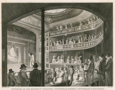 Interior of the Regency Theatre, Tottenham Street, Tottenham Court Road, London by Robert Blemell Schnebbelie