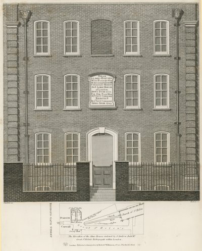 The elevation of the Alms Houses endowed by Andrew Judd by Robert Blemell Schnebbelie
