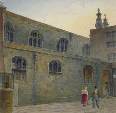 North side of Guildhall Chapel showing the entrance to Cutthroat Alley, City of London, 1820 by Robert Blemmell Schnebbelie