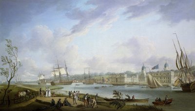 View of Greenwich, description of the Thames and activities on its banks by Robert Dodd