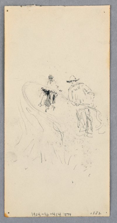 Exterior Wall: Bay, Balcony, and Cornice (recto); Two Figures and Unidentified Lines (verso), 1882 by Robert Frederick Blum