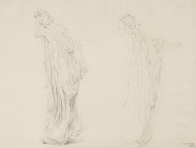 Study of Two Female Figures for Moods to Music Mural by Robert Frederick Blum