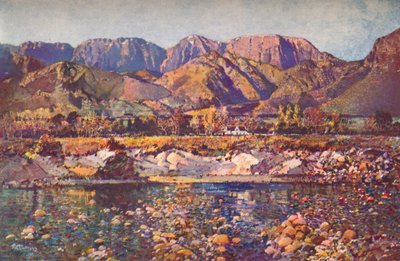 Wemmers Hoek Mountains from the Berg River, Cape Western Province by Robert Gwelo Goodman