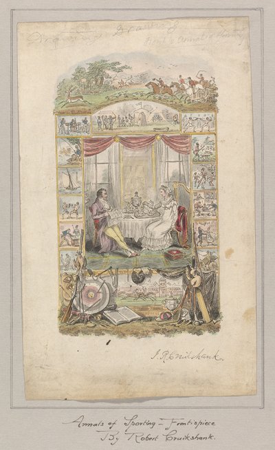Design for the Frontispiece of the Annals of Sporting and Fancy Gazette, Volume 1 by Robert Isaac Cruikshank