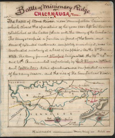 Battle of Missionary Ridge or Chickamauga, Tennessee by Robert Knox Sneden