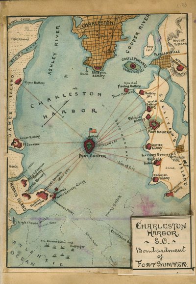 Charleston Harbor S.C. Bombardment of Fort Sumter by Robert Knox Sneden